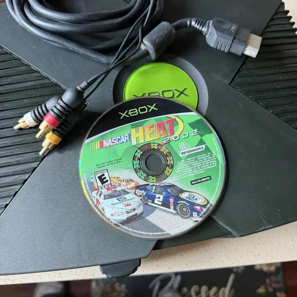 Original Xbox Video Game Console W Cables/Controller/Remote FLASHING RED LIGHT